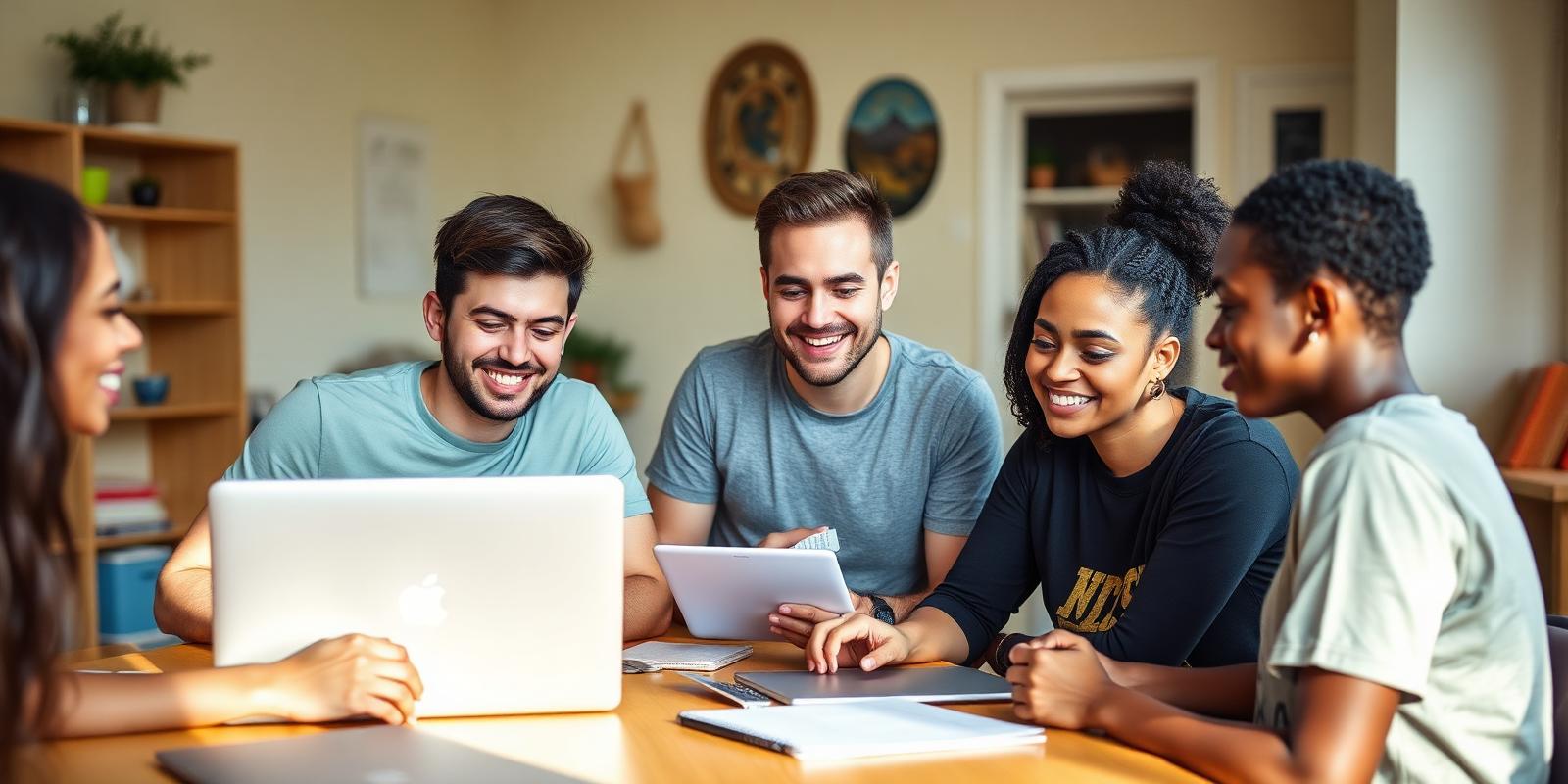 A mentor supporting young people in a community learning space